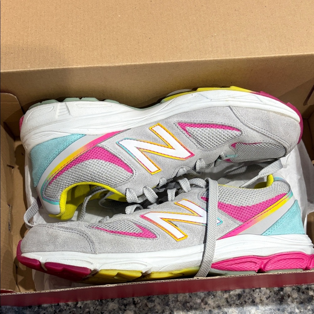 New Balance Kids Sneakers - Gray, Yellow, Pink, Blue - Picture 12 of 16